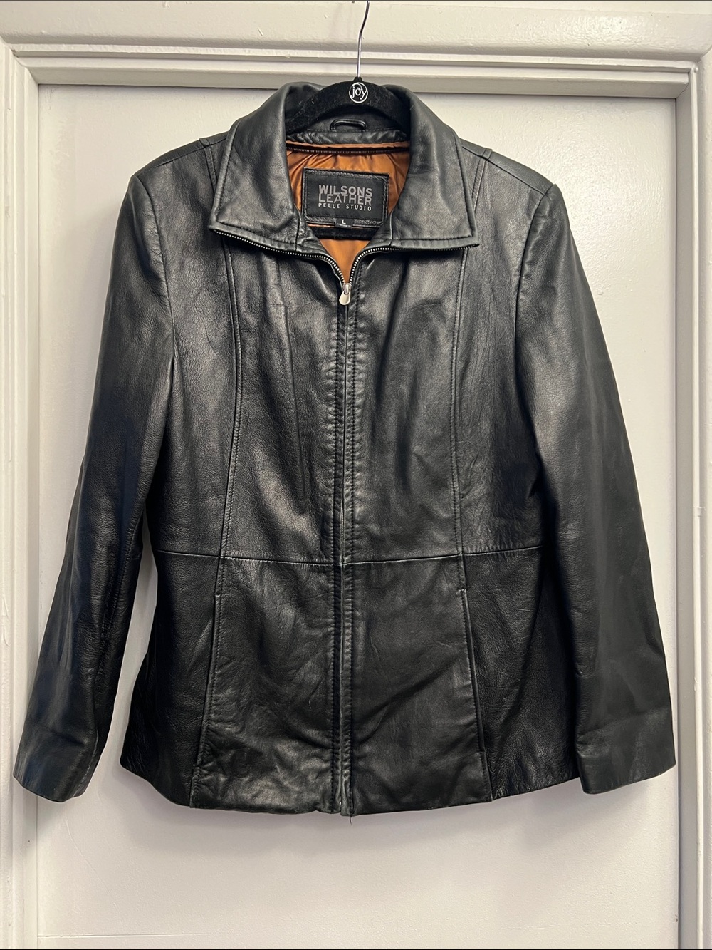 Wilsons Leather Pelle Studio Women's Black Zip-Front Leather Jacket Size Large